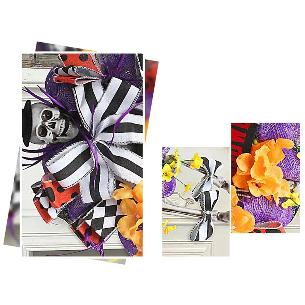 

Венок на Хэллоуин, дверной висячий венок, украшение в виде черепа с привидениями, подвеска для дома, украшения для вечеринки, подарки на Хэлл...