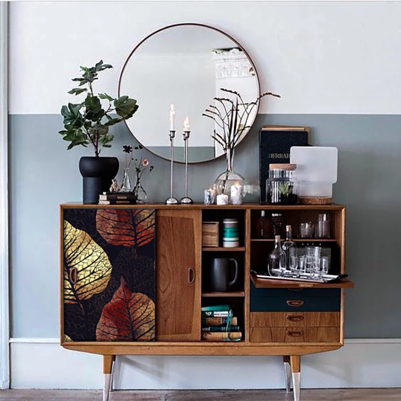 

Wardrobe Decoration Retro Waterproof Bedside Table Door Sticker Furniture Renovation Modification Stickers