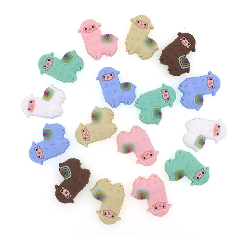 Kovict-Cuentas de silicona de oveja, mordedor Molar para beb&eacute;, cadena de chupete, accesorios de joyer&iacute;a, juguetes de lactancia masticables, 10 Uds.-3