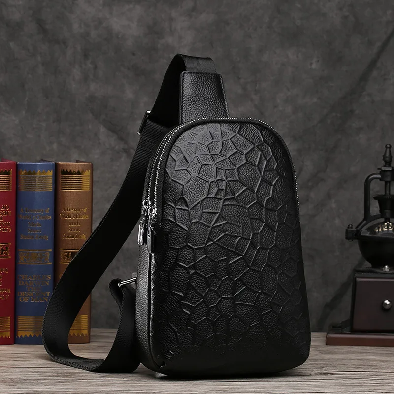 Мужская нагрудная сумка Luensro из натуральной кожи маленькие мессенджеры на плечо