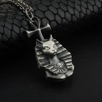 pure tin neck chain for men egyptian pharaoh cat vintage pendant man necklace hip hop punk wind whip chain necklace jewelry