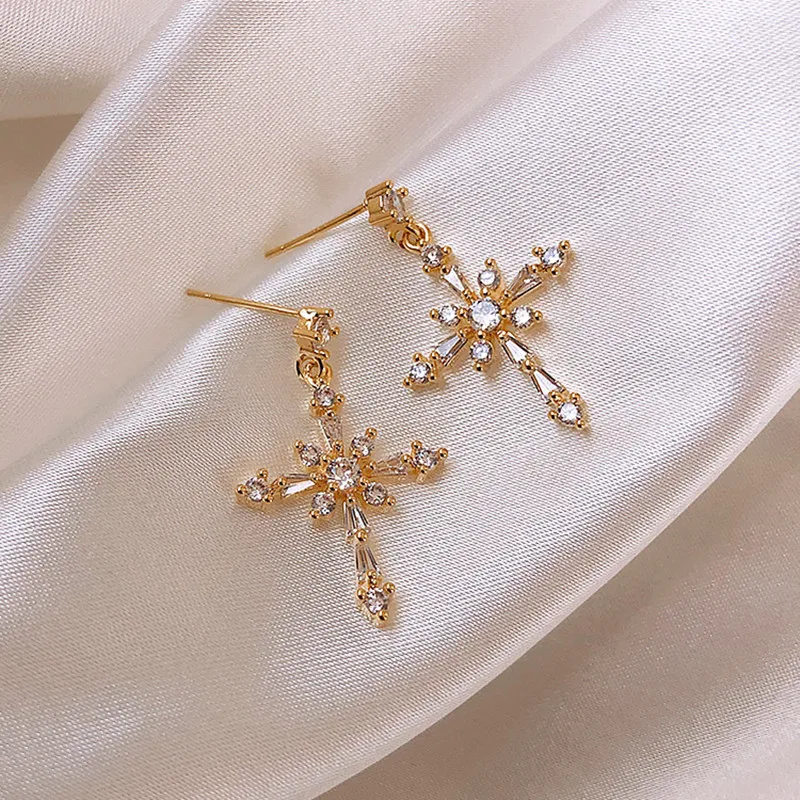 Классические женские блестящие циркониевые серьги серьги-капли ювелирные