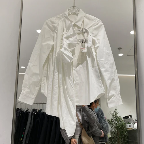 Loose White Shirt Woman 2021 Spring New Design Irregular Fashion Blouse Female Loose Casual BF Tops Blusas Femme