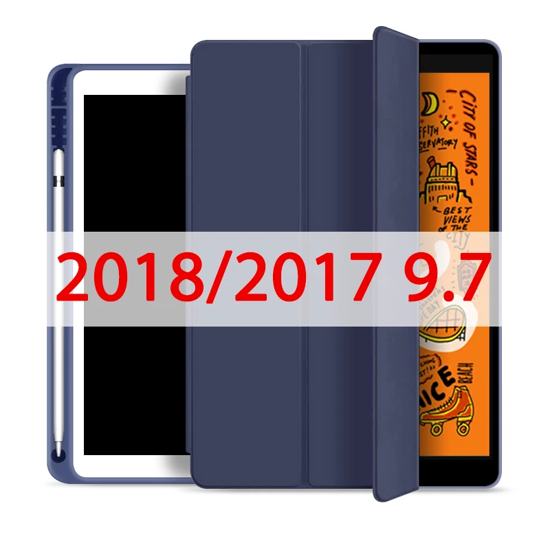 Dark blue 9.7 Чехол для Ipad чехол для Ipad Air 10,5 дюймов / Новинка с держателем для карандашей кожаный чехол для IPad MINI 5 Чехол Pro 11 - Цвет: Dark blue 9.7