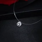 Цепочка с подвеской Женская, ожерелье из прозрачной лески с кулоном в форме сердца с кристаллом, стразы под серебро, 1 шт.