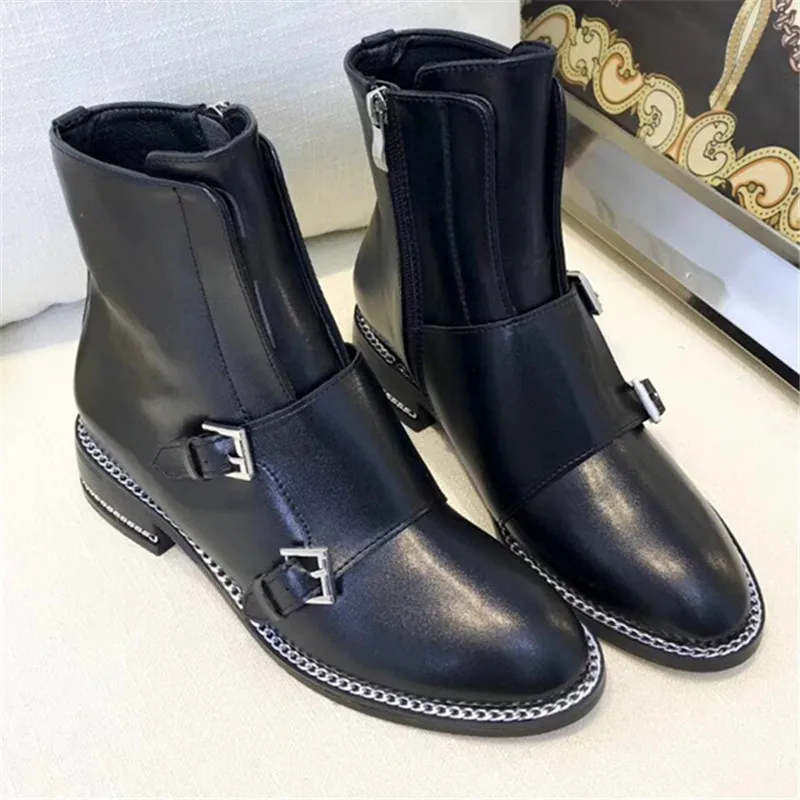 Модная женская обувь с цепочкой botas hombre ботильоны Новинка дизайнерские женские