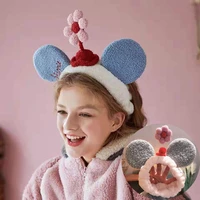 2021winter new cashmere girl for kids cute animal ear hair bands headwear women lovely wash face soft elastic hair accessories