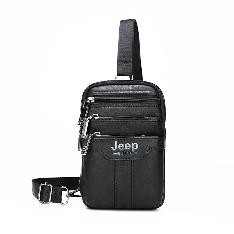 577-Black JEEP BULUO многофункциональная маленькая нагрудная сумка на ремне, сумка на талию для мужчин, новая модная повседневная мужская сумка через плечо - Цвет: 577-Black