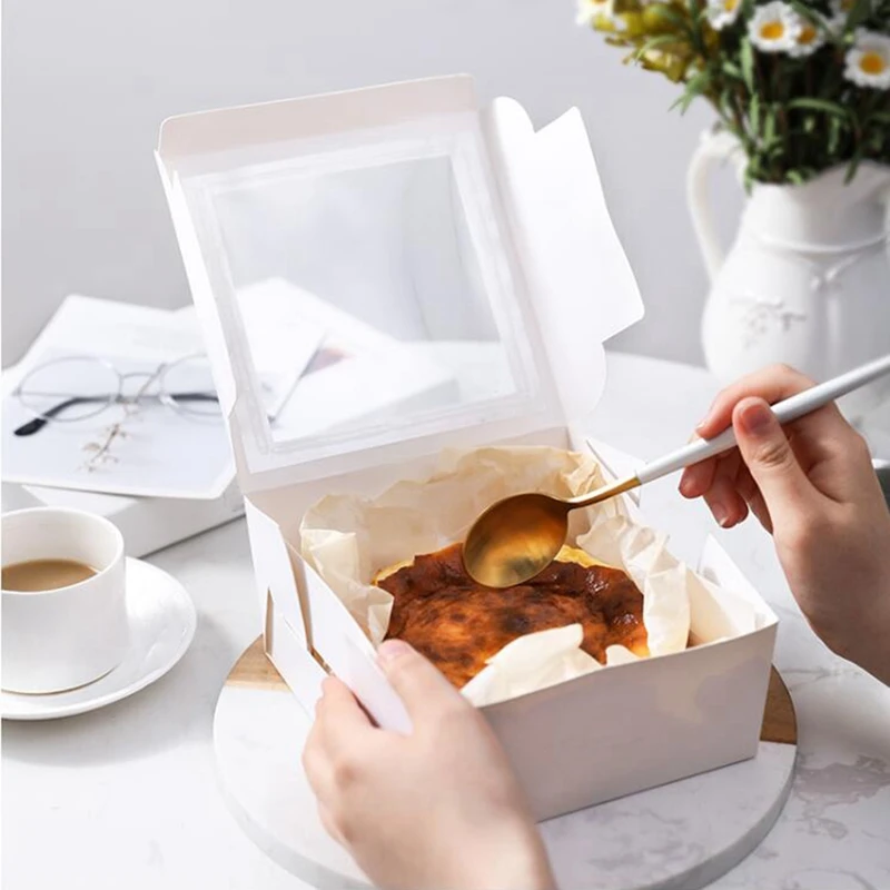 

HGHO 20 Pack Cupcake Box White Paper Cupcake Carrier Bakery Box with Insert and Window Cake Carrier Container Cookie Gift Box