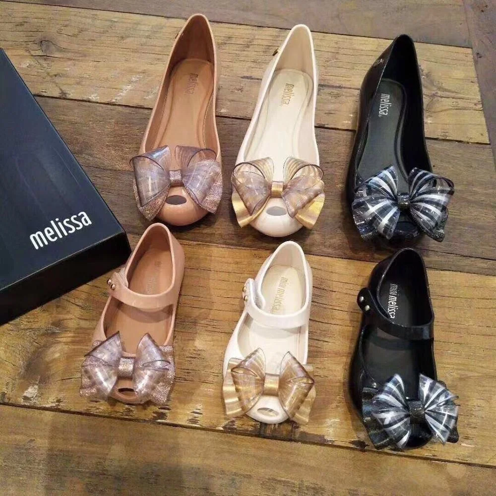 

New 2021 Mini Melissa Jelly Shoes Bowtie Mommy and Me Candy Shoes Girl PVC Bow Princess Jelly Shoes Melissa Sandals SH19113