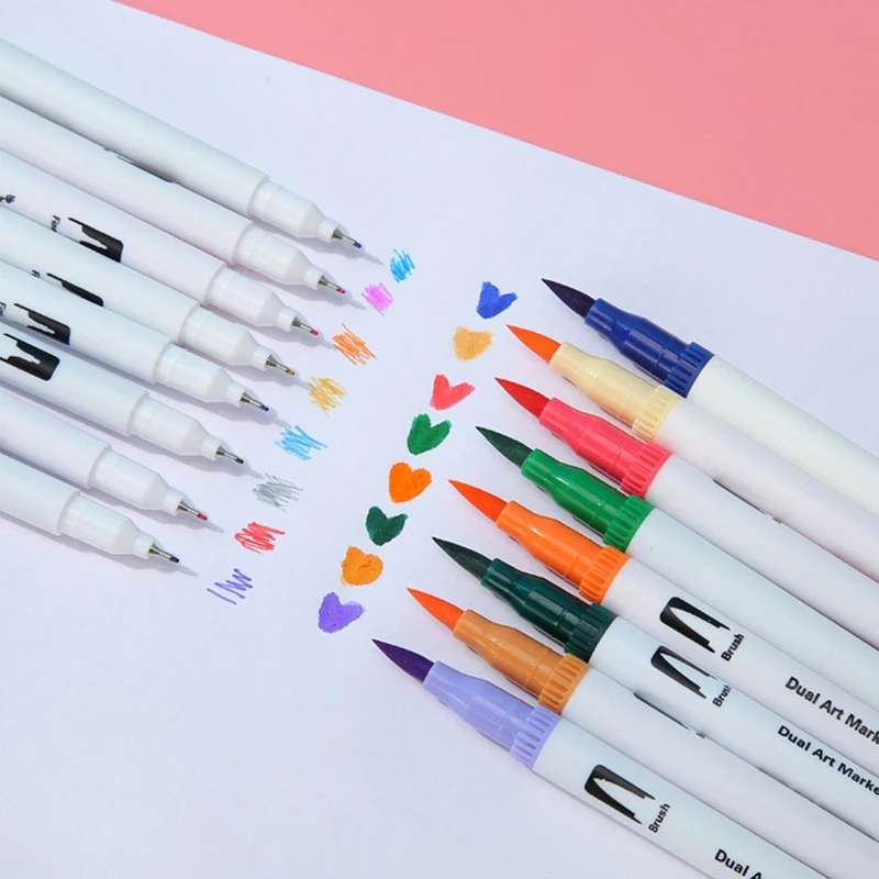 

HOT-36 Colors Marker Liner Drawing Watercolor Marker Pens Twin Head Brush Pen Painting Art Supplies