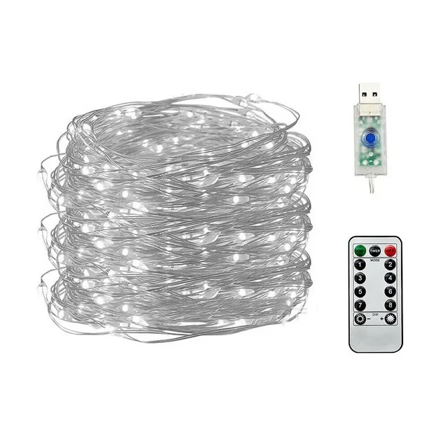 White 50/100/200 светодиодный медный провод струнные огни USB плагин сказочные огни с пультом дистанционного управления 8 режимов огни Водонепроницаемый Таймер дистанционного управления - Испускаемый цвет: White