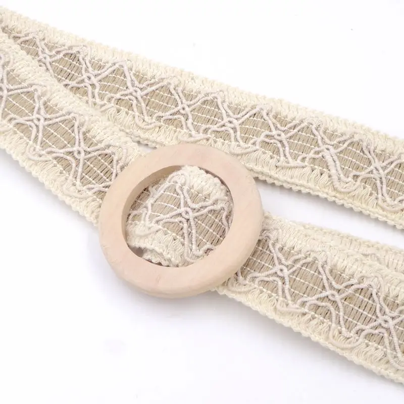 Ремень женский TEELYNN кружевной с деревянной пряжкой в богемном стиле Повседневный