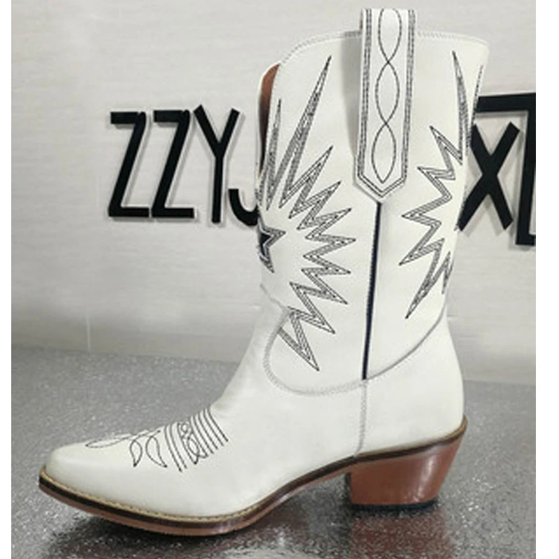 Siddons/женские ботильоны с острым носком и вышивкой Модные Кожаные слипоны Женская