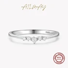 Ailmay Новое поступление простой кубический цирконий модный шарм 925 Стерлинговое Серебро штабелируемые кольца для женщин Свадебные обручальные ювелирные изделия