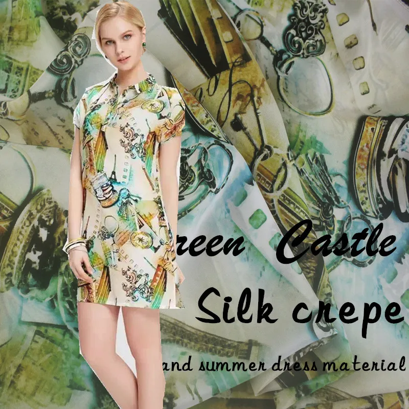 

Цифровой рисунок цвет шелк крепдешин шелковая ткань рубашка платье материал * Зеленый Замок