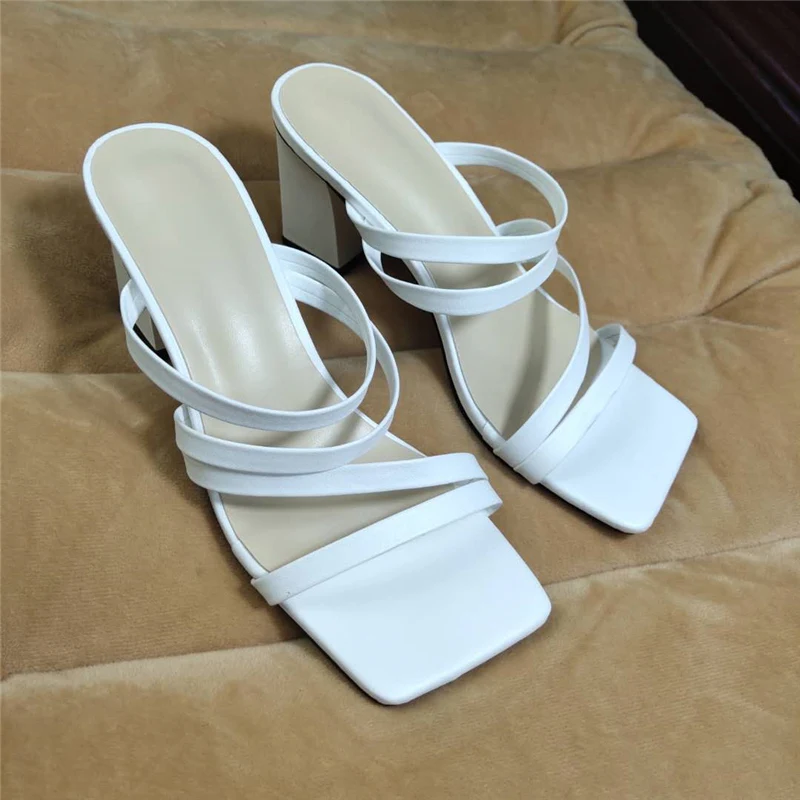 Женские шлепанцы на квадратном каблуке бежевые сандалии платформе высотой 9 см