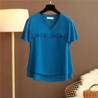 fashion brand women chiffon shirt 2022 new summer v neck blouse casual 8 color loose tops camisas de mujer de talla grande