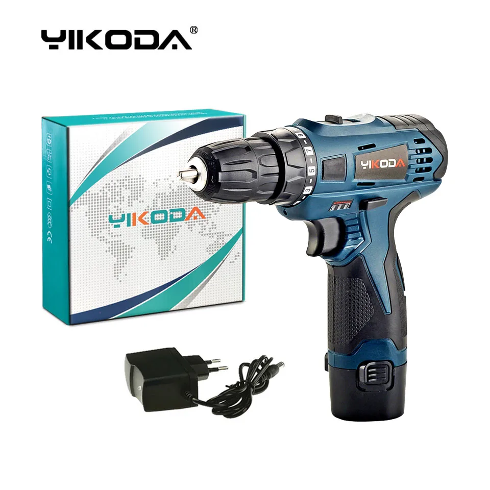 Аккумуляторная дрель YIKODA электрическая отвертка с перезаряжаемой литиевой