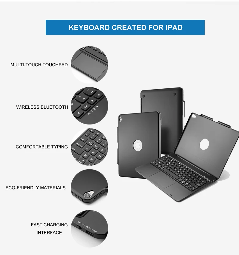 Witsp@ d мышь сенсорная bluetooth клавиатура для iPad 10,", Премиум Пластиковый Чехол, 7 цветов с подсветкой, интеллектуальное включение/выключение