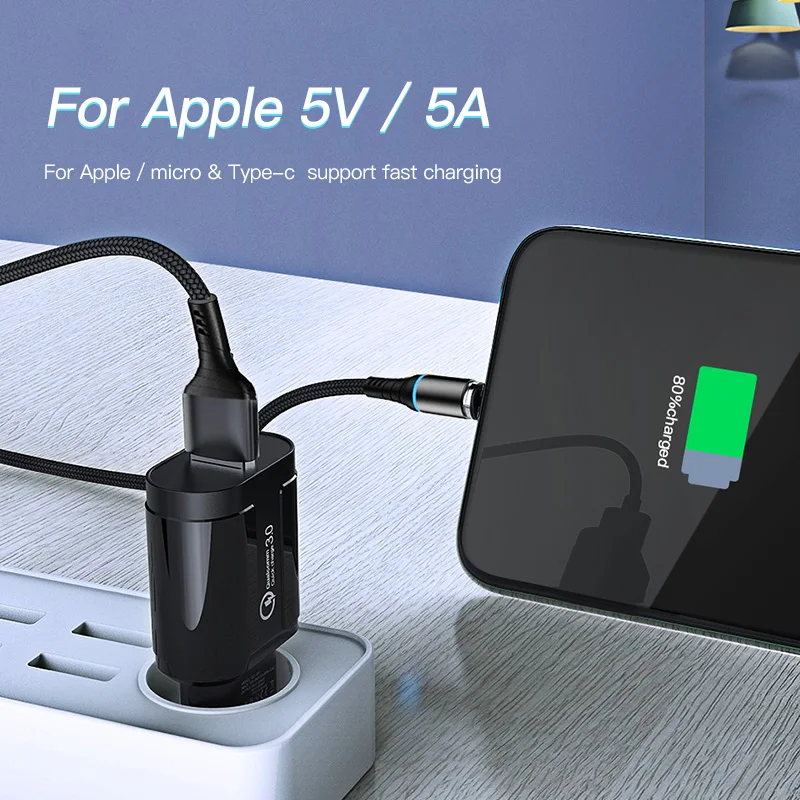 Магнитный кабель ihuigol 5A Сверхбыстрая зарядка Type C Micro USB для передачи данных iPhone 11