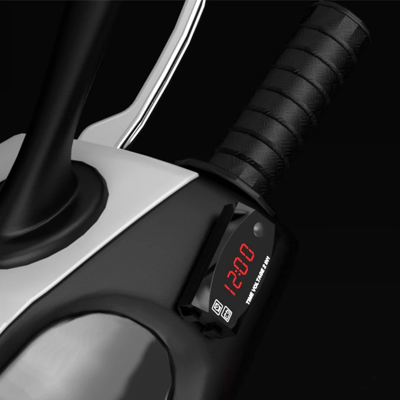 

Portable 2 In 1 Waterproof Durable Electronic Clocks Display Digital LED High Accuracy Voltage Volt Gauge Motorcycle Hot Sale