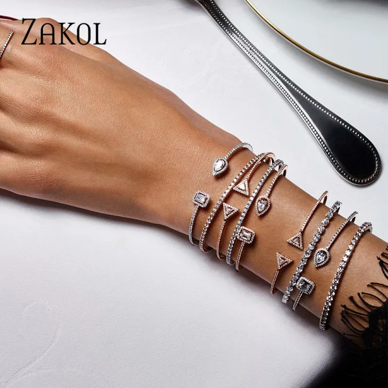 ZAKOL женский браслет-кафф с кристаллами модный браслет микро цирконием | Украшения