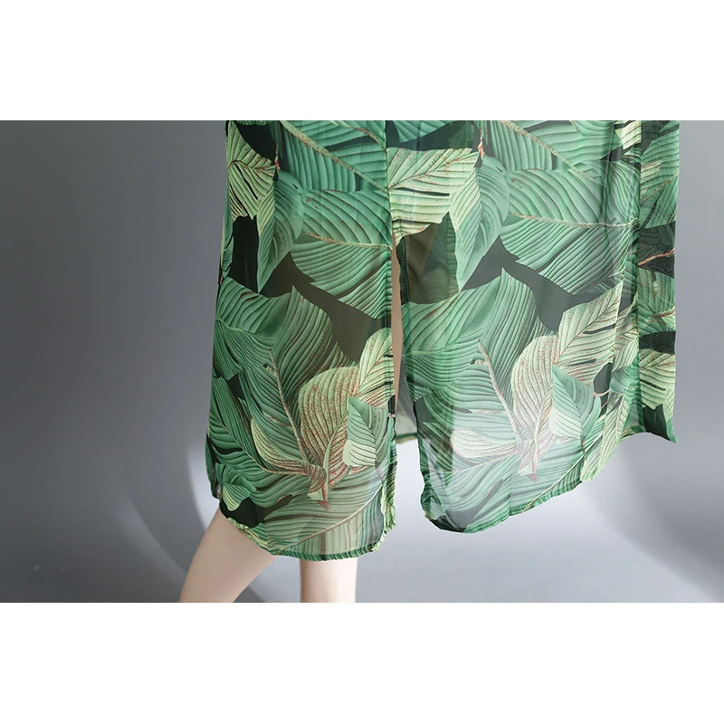 Women Loose Floral Print Blouse Summer Casual Boho Chiffon Coat Shawl Kimono Cardigan Tops Green Shirts Plus 3XL | Женская одежда