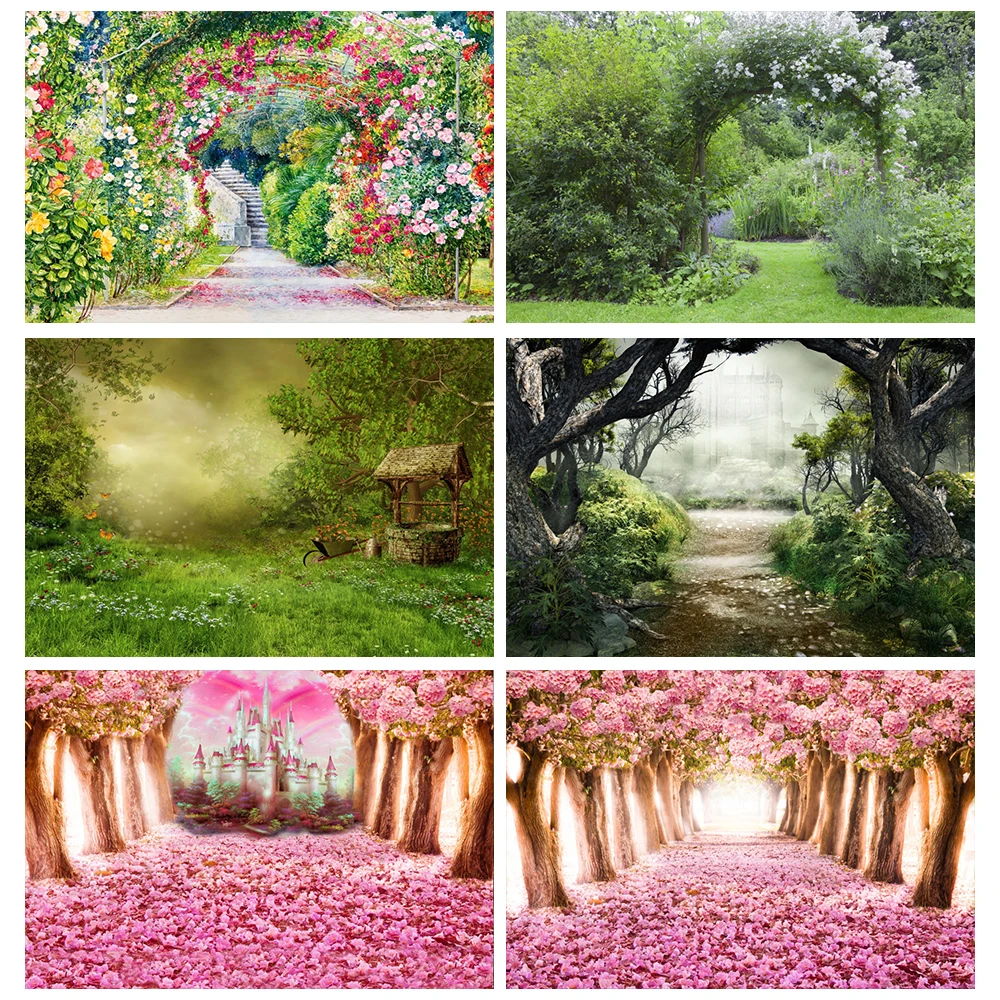 Laeacco зеленая Весенняя трава цветок арочная дверь венок сад парк природный