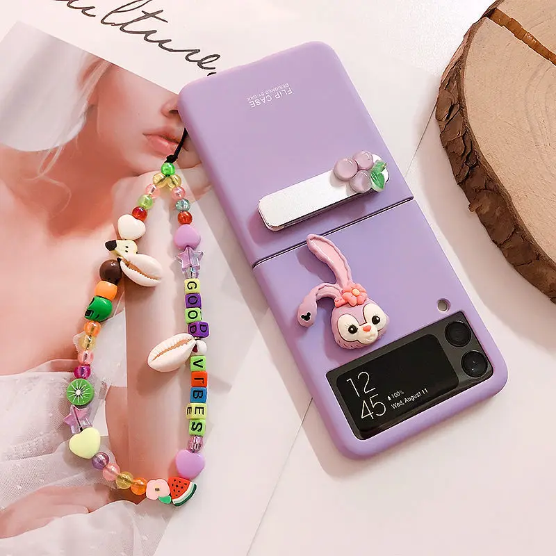 

For Samsung Galaxy Z Flip 3 Case New Ultra-Thin Frosted Bracket Protective Cover Dustproof Drop-Resistant Trendy Ins Style