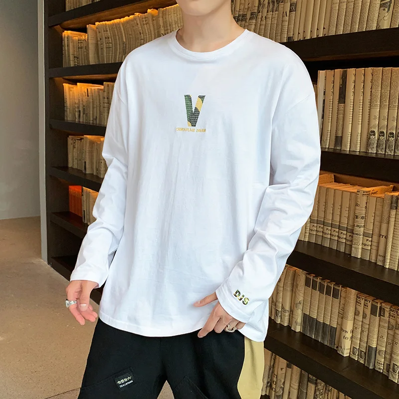 Весна лето 2020 Мужская одежда модная футболка с круглым вырезом однотонная