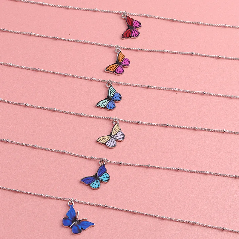 MiFaViPa богемное милое синее ожерелье чокер с бабочкой для женщин цепочка ключицы