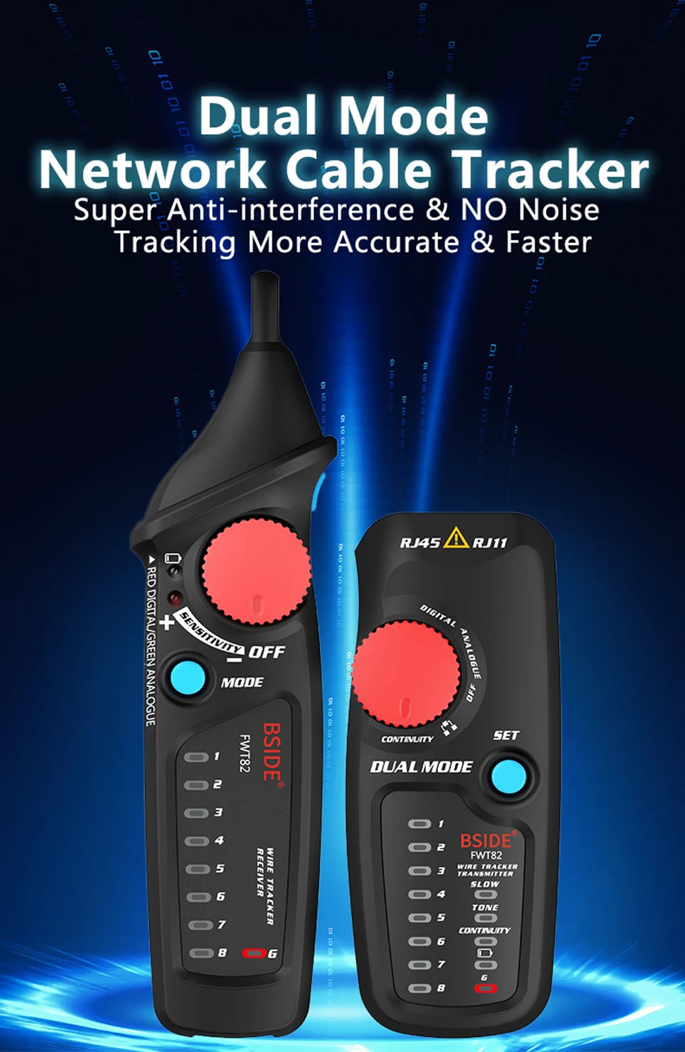 BSIDE FWT82 цифровой режим сетевой кабель трекер провода Тонер RJ45 RJ11 Ethernet LAN Tracer анализатор детектор линия искатель с AVD06