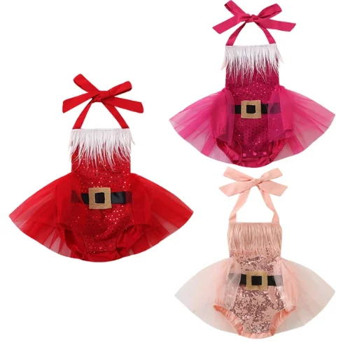 

Newborn Baby Girl Boy Christmas Outfits Santa Clause Elf Romper Jumpsuit Long Sleeve Bodysuit with Hat Xmas Children's Clothing