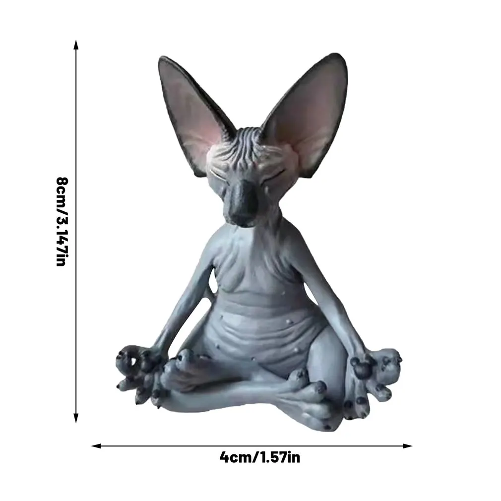 

Cat Collectible Figurines Handmade Decor Yoga Relaxed Meditation Cat Statue For Home Office Collection Craft For Living Room