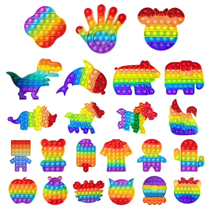 

50pcs/lot Push Bubble Sensory Toy Autism Needs Squishy Stress Reliever Toys Antistress Toys Fidget Push Spinner Toys