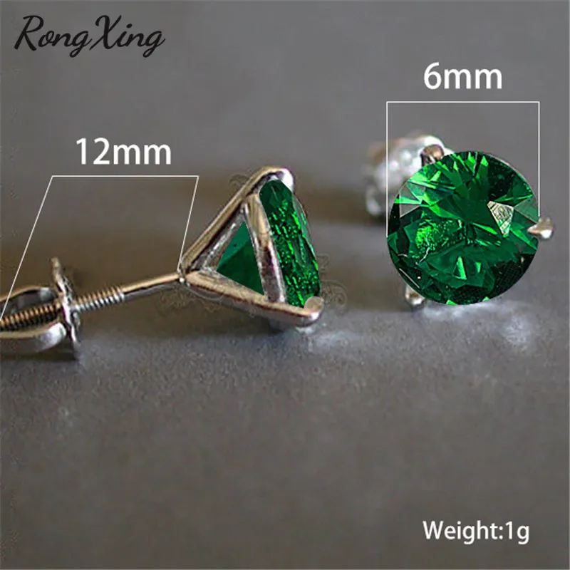 RongXing Очаровательные зеленые циркониевые классические серьги для женщин