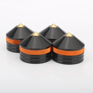4PCS 39-33MM Silver Aluminum Alloy Brass Head Machined Speaker Spike Cone Pad Isolation Base Feet Pads Audio Hifi Tube Amplifier