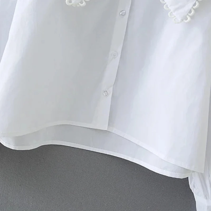 

Woman Turndown Collar White Poplin Shirt Casual Femme Long sleeve Blouse Lady Loose Tops Smock Blusas S8002