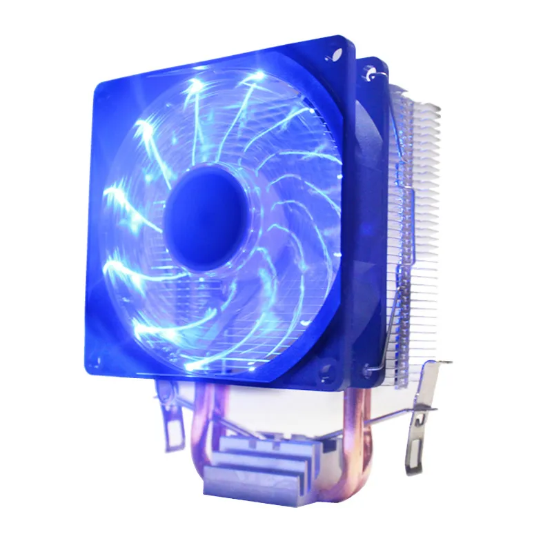 RGB светодиодный вентилятор охлаждения процессора 2 Heatpipe 12V охлаждающий вентилятор Радиатор для Intel LAG 1150 1155 1156 775 для AMD - Цвет лезвия: Blue Light