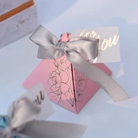 pink triangular gift box wedding favors candy boxes package bags for guests baby shower party supplies wedding decoration