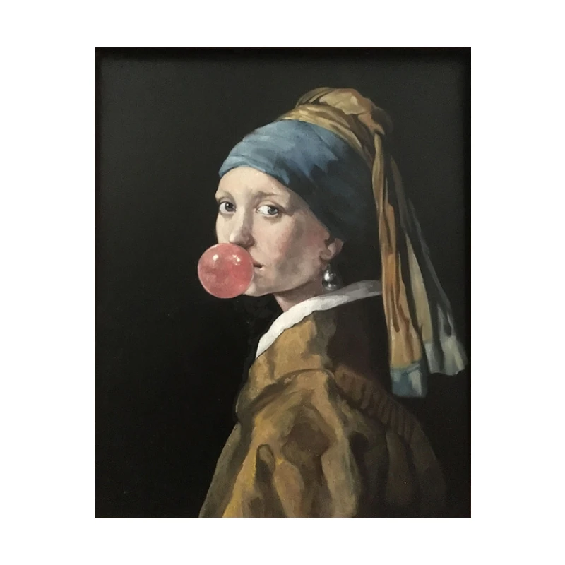 

Beautiful Girl with Pearl Earrings Art Prints Posters Abstract Watercolor Graffiti Oil Painting Wall Bedroom Decoration Cuadros