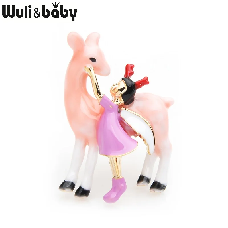 Wuli& baby, 3 цвета, эмалированные броши для девочек и оленей, лося, для женщин, сплав, животное, брошь для банкета, булавки, подарки на год