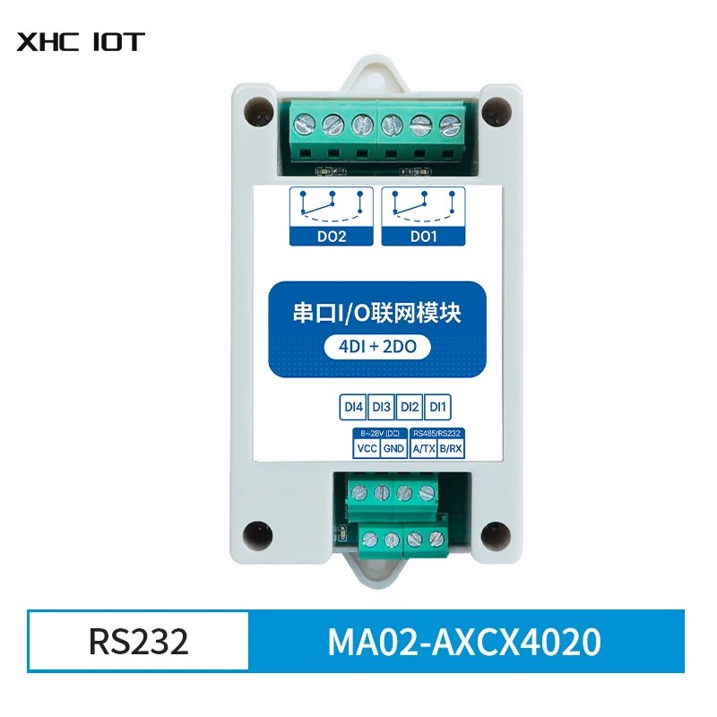 

4DI+2DO Modbus RTU Industrial Grade Serial Port I/O Networking Module MA02-AXCX4020(RS232) RS232 Data Acquisition and Monitoring