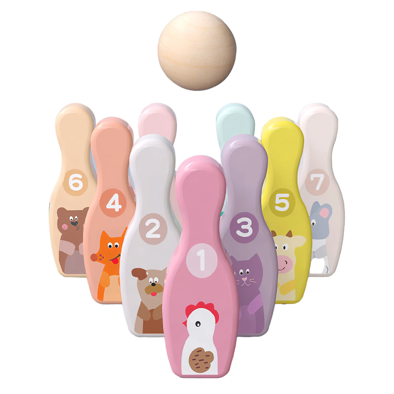 Забавные деревянные Мультяшные настольные игры для боулинга родителей и детей с