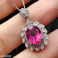 kjjeaxcmy fine jewelry 925 sterling silver inlaid natural pink topaz luxury girl new pendant necklace support test