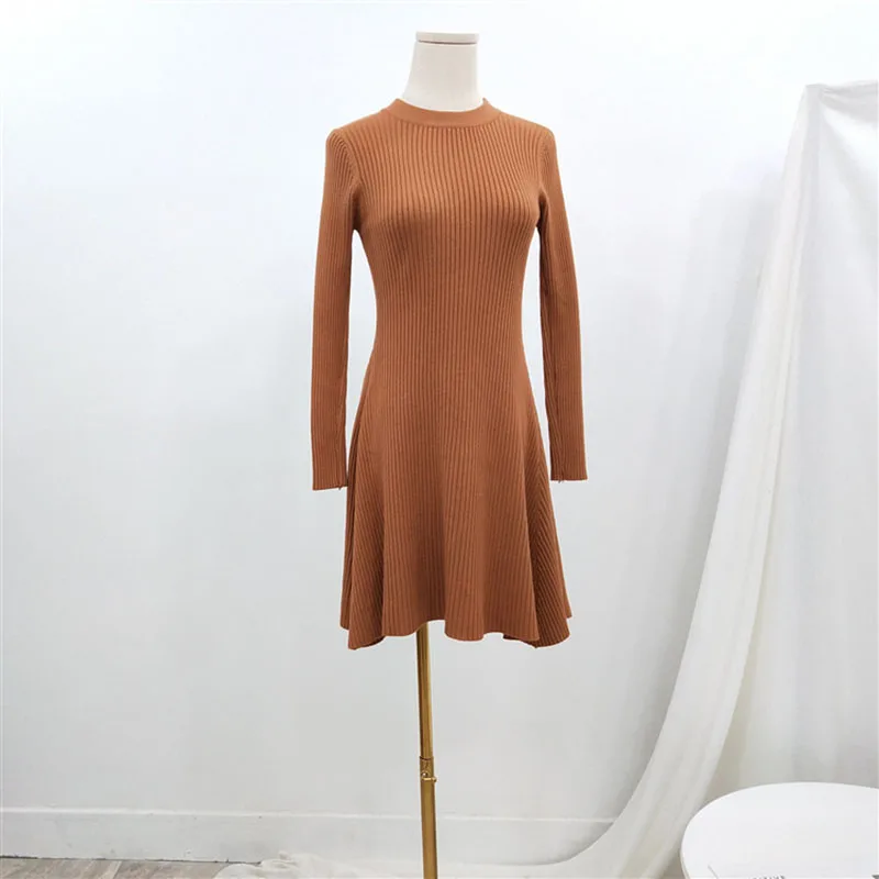 Women Long Sleeve Sweater Dress Women's Irregular Hem Casual Autumn Winter O-neck A Line Short Mini Knitted Dresses | Мать и ребенок