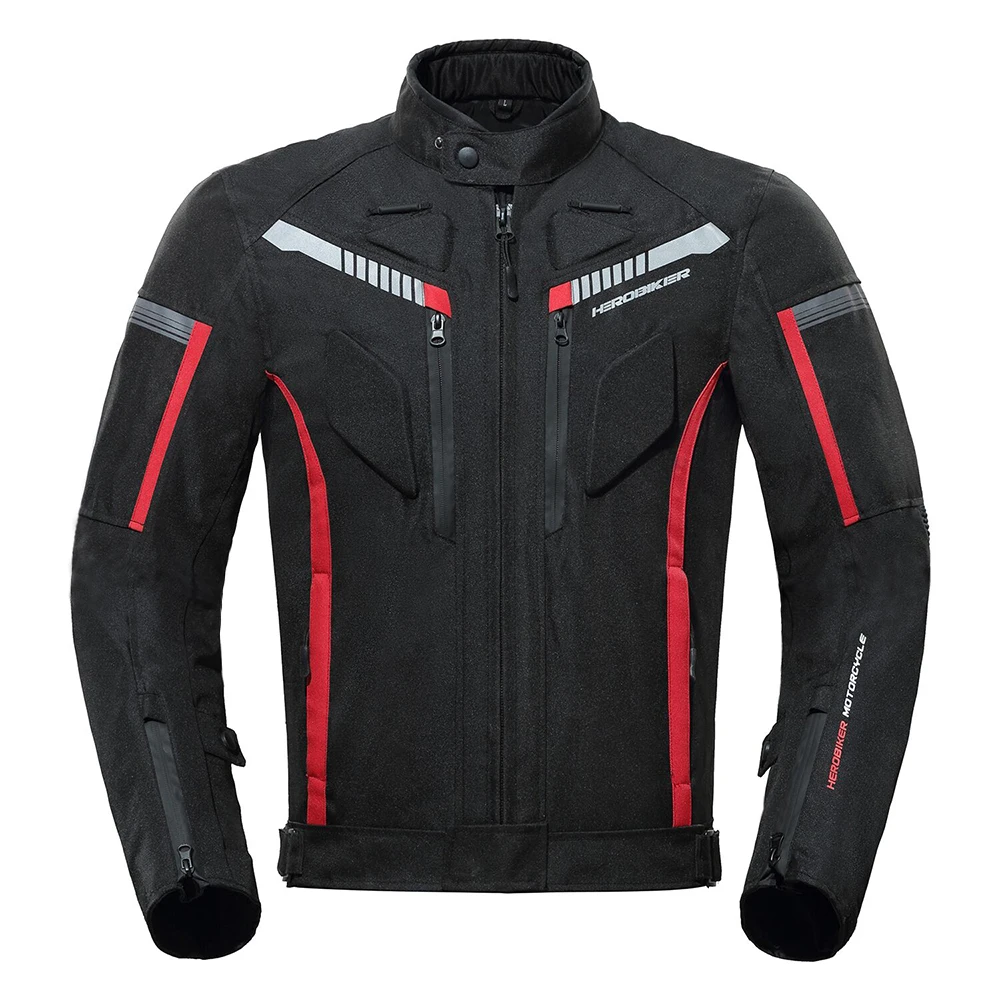 Black jacket Herobiker мотоцикл куртка Для мужчин Водонепроницаемый Байкерская кожаная куртка в байкерском стиле для всего тела защитный Шестерни перчатки для езды на мотоцикле байкерская куртка черного цвета - Цвет: Black jacket