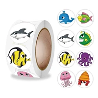 new 100 pcs kawaii cartoon fish stickers cute round handmade gift decor labels kids reward stickers