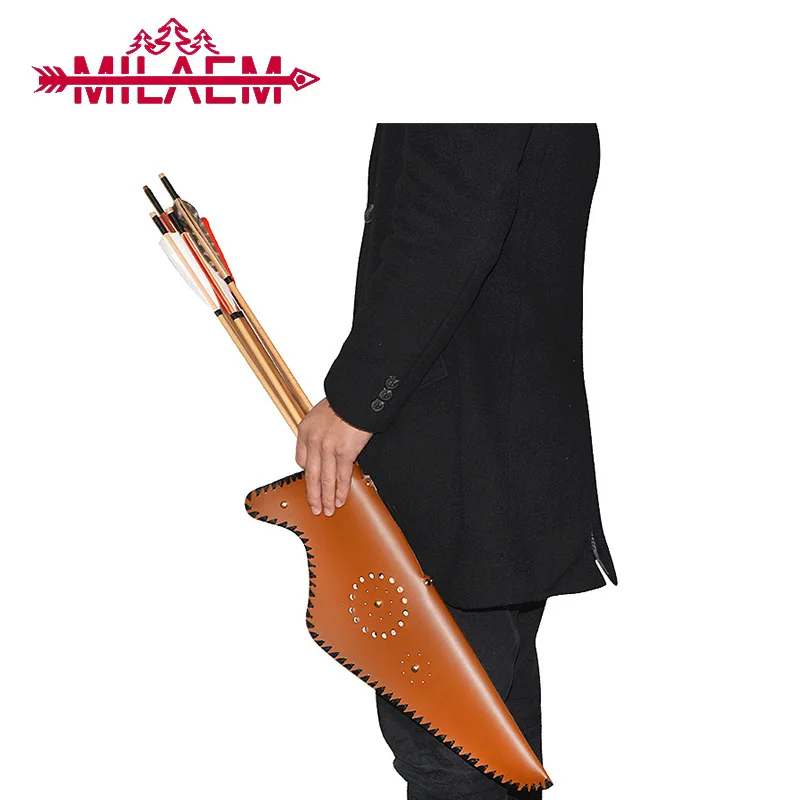 

1Set Archery Bow and Arrow Bag Recurve Bow Longbow Shooting Hunting Accessories Brown Imitation Cowhide Bow and Arrow Container